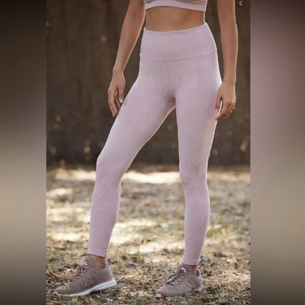 NWT free people movement ribbed stretch heirloom light pink leggings